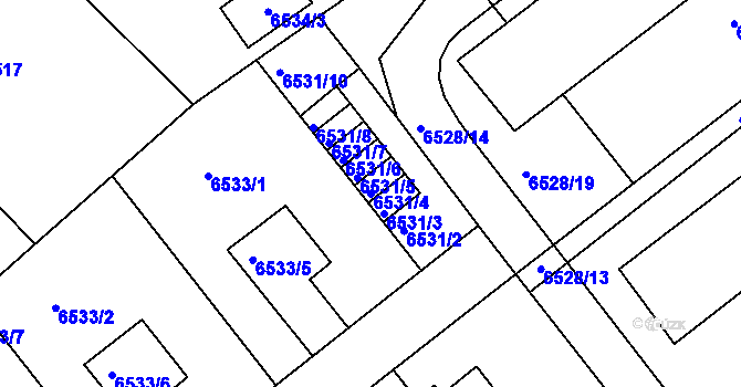 Parcela st. 6531/4 v KÚ Mělník, Katastrální mapa