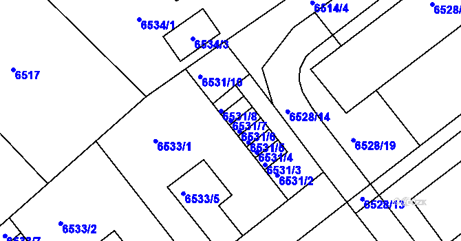 Parcela st. 6531/7 v KÚ Mělník, Katastrální mapa