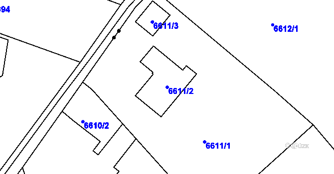 Parcela st. 6611/2 v KÚ Mělník, Katastrální mapa