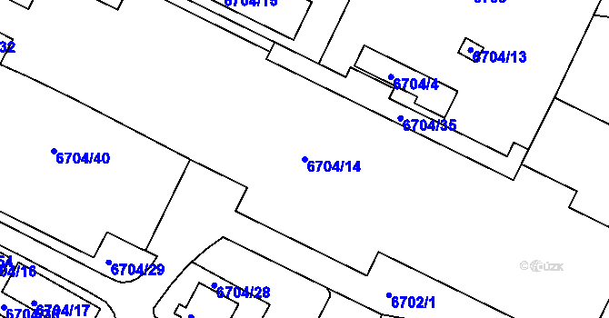 Parcela st. 6704/14 v KÚ Mělník, Katastrální mapa