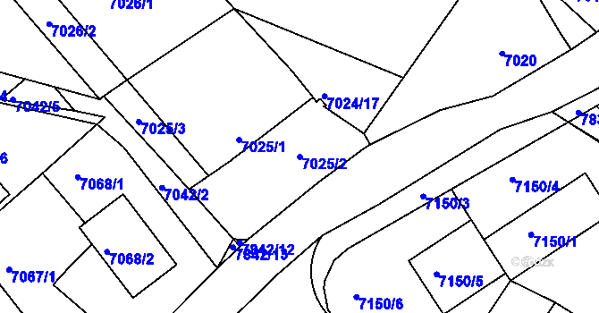 Parcela st. 7025/2 v KÚ Mělník, Katastrální mapa