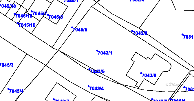 Parcela st. 7043/1 v KÚ Mělník, Katastrální mapa