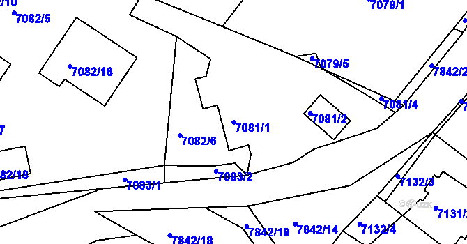Parcela st. 7081/1 v KÚ Mělník, Katastrální mapa