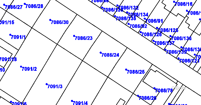 Parcela st. 7086/24 v KÚ Mělník, Katastrální mapa