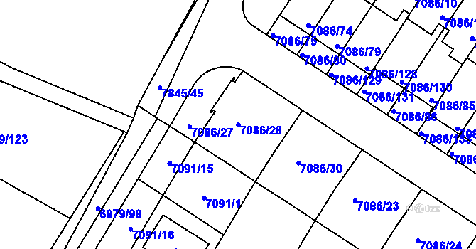 Parcela st. 7086/28 v KÚ Mělník, Katastrální mapa