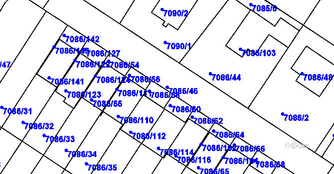 Parcela st. 7086/46 v KÚ Mělník, Katastrální mapa