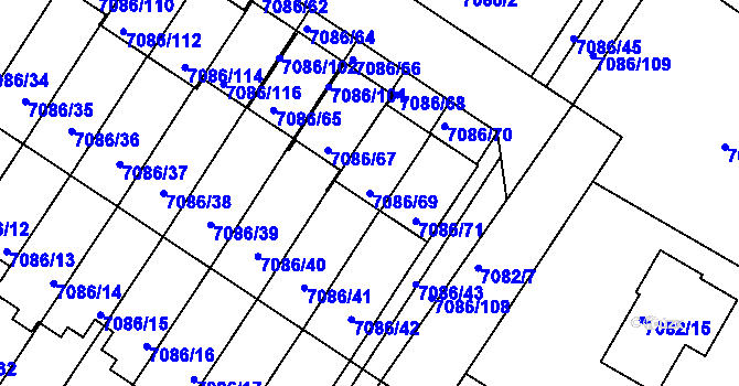 Parcela st. 7086/69 v KÚ Mělník, Katastrální mapa