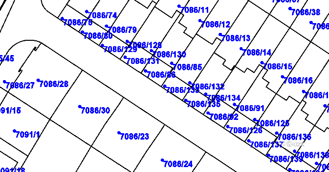 Parcela st. 7086/133 v KÚ Mělník, Katastrální mapa