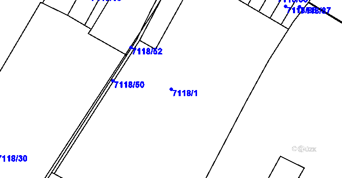Parcela st. 7118/1 v KÚ Mělník, Katastrální mapa