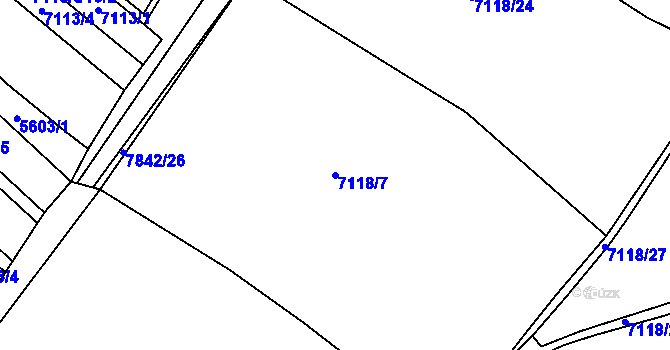 Parcela st. 7118/7 v KÚ Mělník, Katastrální mapa