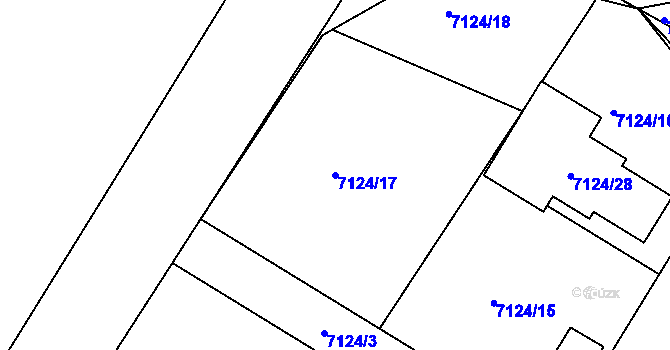Parcela st. 7124/17 v KÚ Mělník, Katastrální mapa