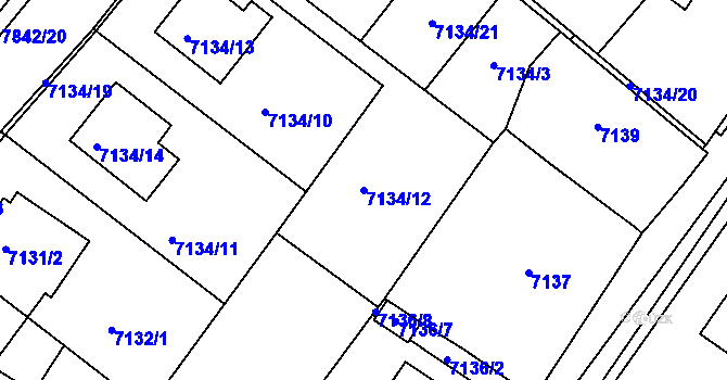 Parcela st. 7134/12 v KÚ Mělník, Katastrální mapa