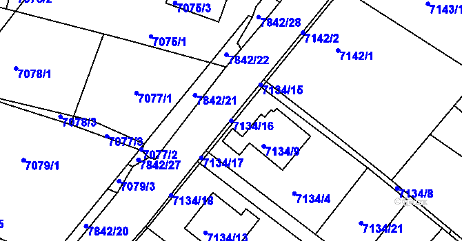 Parcela st. 7134/16 v KÚ Mělník, Katastrální mapa
