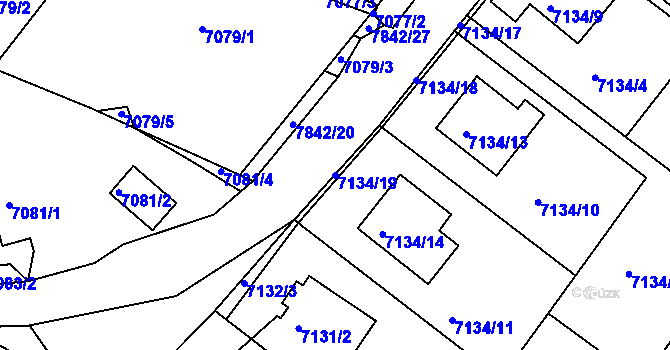 Parcela st. 7134/19 v KÚ Mělník, Katastrální mapa