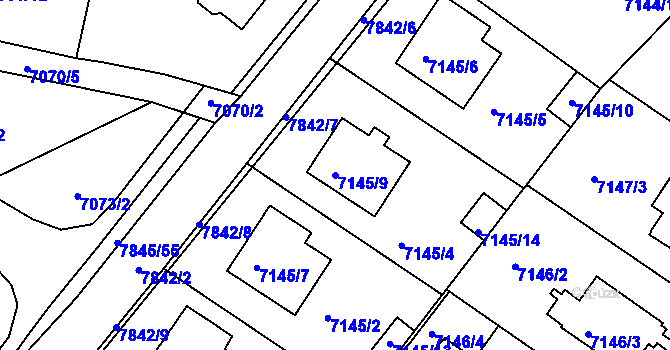 Parcela st. 7145/9 v KÚ Mělník, Katastrální mapa