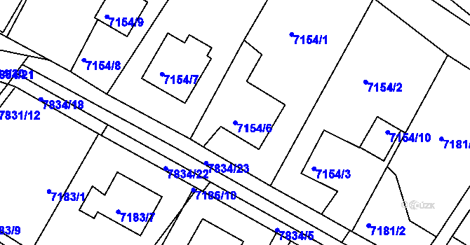 Parcela st. 7154/6 v KÚ Mělník, Katastrální mapa