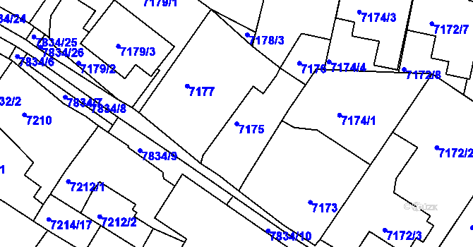 Parcela st. 7175 v KÚ Mělník, Katastrální mapa