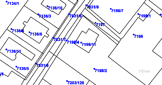 Parcela st. 7198/11 v KÚ Mělník, Katastrální mapa