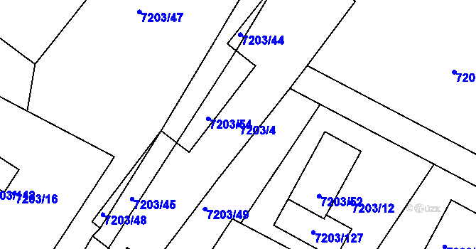 Parcela st. 7203/4 v KÚ Mělník, Katastrální mapa