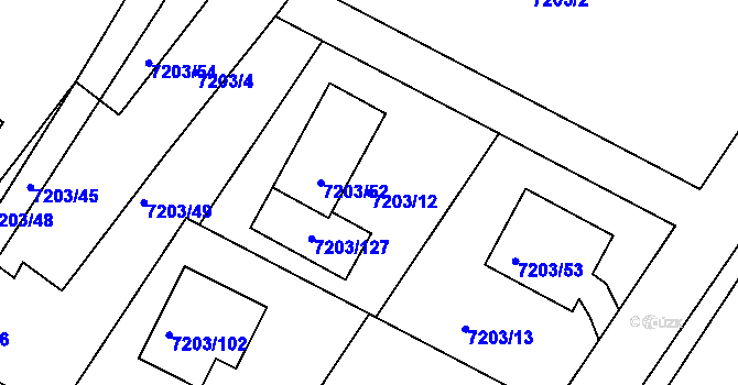 Parcela st. 7203/12 v KÚ Mělník, Katastrální mapa