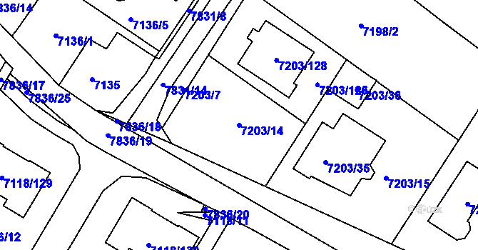 Parcela st. 7203/14 v KÚ Mělník, Katastrální mapa