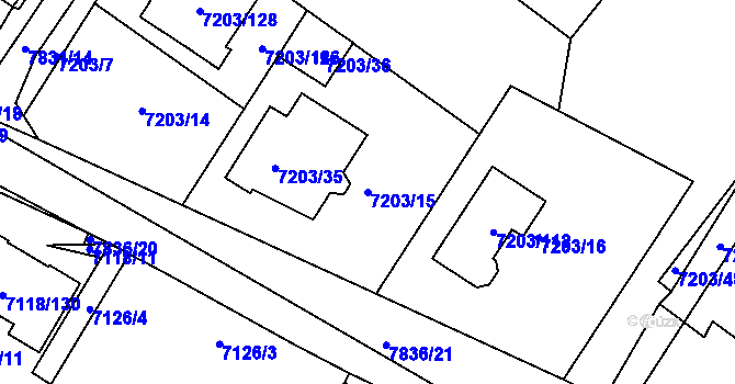Parcela st. 7203/15 v KÚ Mělník, Katastrální mapa
