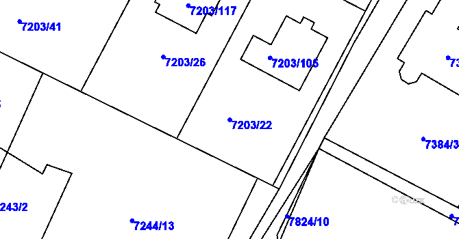 Parcela st. 7203/22 v KÚ Mělník, Katastrální mapa