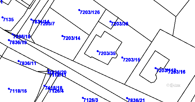Parcela st. 7203/35 v KÚ Mělník, Katastrální mapa