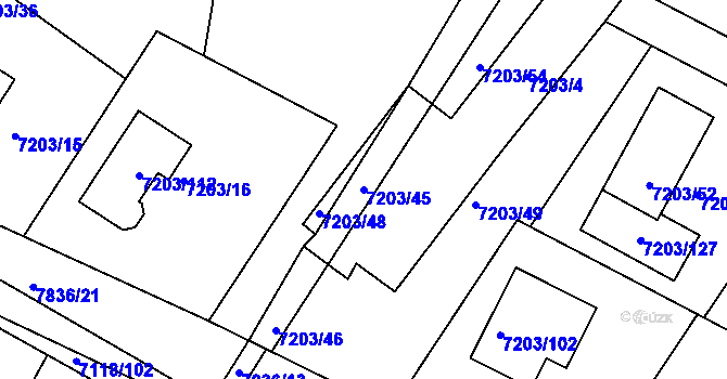 Parcela st. 7203/45 v KÚ Mělník, Katastrální mapa