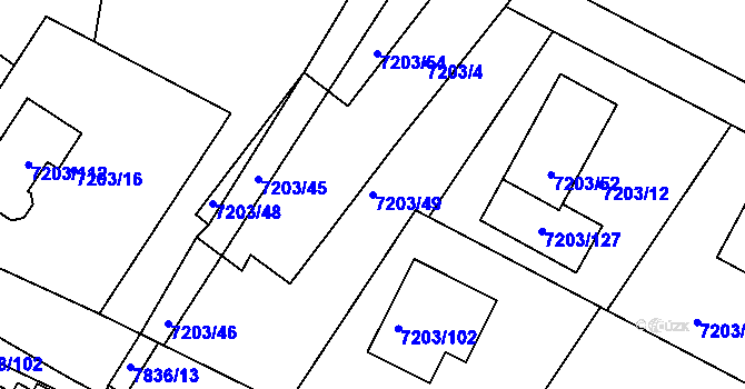 Parcela st. 7203/49 v KÚ Mělník, Katastrální mapa