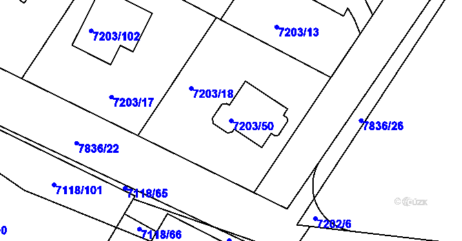 Parcela st. 7203/50 v KÚ Mělník, Katastrální mapa