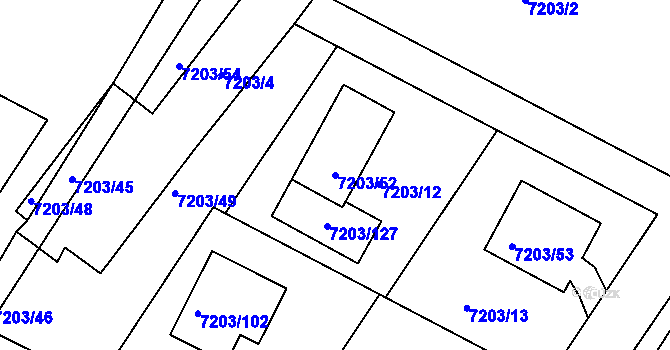 Parcela st. 7203/52 v KÚ Mělník, Katastrální mapa
