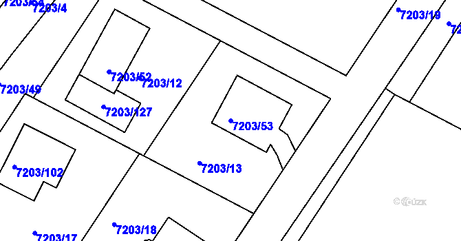Parcela st. 7203/53 v KÚ Mělník, Katastrální mapa