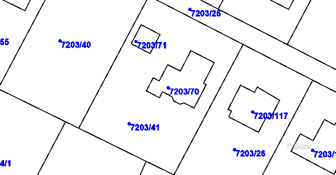 Parcela st. 7203/70 v KÚ Mělník, Katastrální mapa