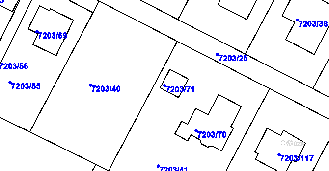Parcela st. 7203/71 v KÚ Mělník, Katastrální mapa