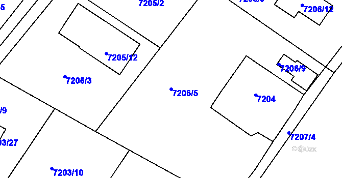 Parcela st. 7206/5 v KÚ Mělník, Katastrální mapa