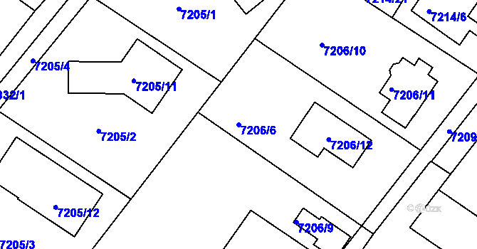 Parcela st. 7206/6 v KÚ Mělník, Katastrální mapa