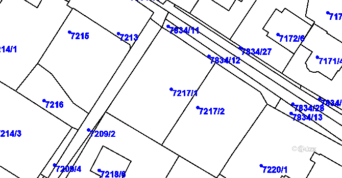 Parcela st. 7217/1 v KÚ Mělník, Katastrální mapa