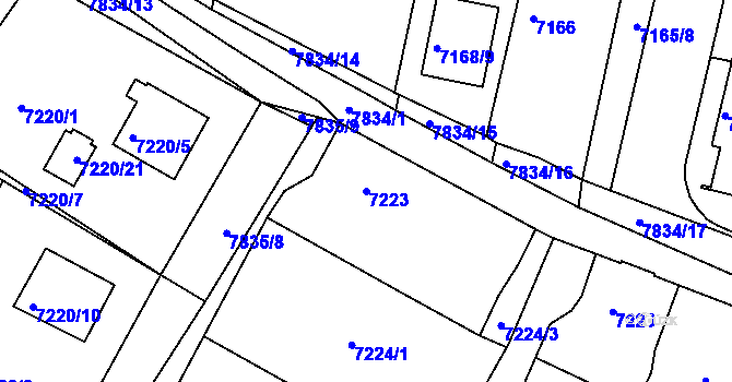 Parcela st. 7223 v KÚ Mělník, Katastrální mapa