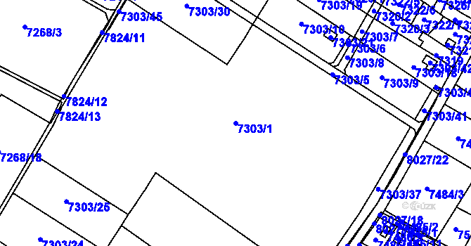 Parcela st. 7303/1 v KÚ Mělník, Katastrální mapa