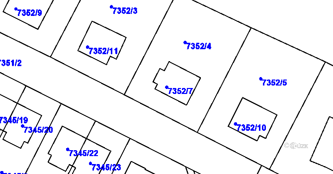 Parcela st. 7352/7 v KÚ Mělník, Katastrální mapa