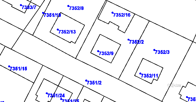 Parcela st. 7352/9 v KÚ Mělník, Katastrální mapa