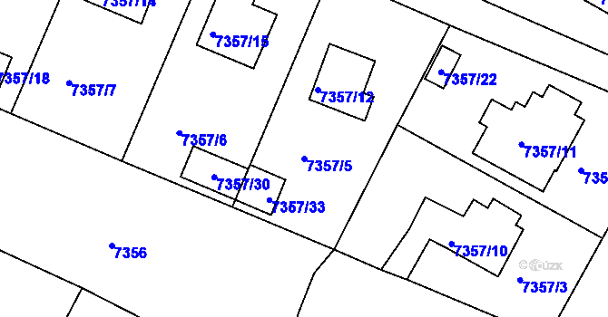Parcela st. 7357/5 v KÚ Mělník, Katastrální mapa
