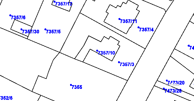 Parcela st. 7357/10 v KÚ Mělník, Katastrální mapa