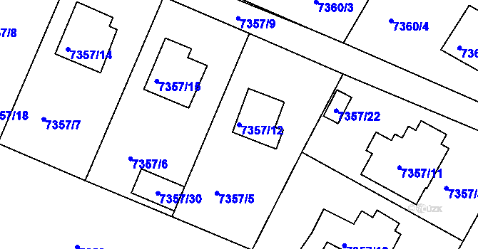 Parcela st. 7357/12 v KÚ Mělník, Katastrální mapa