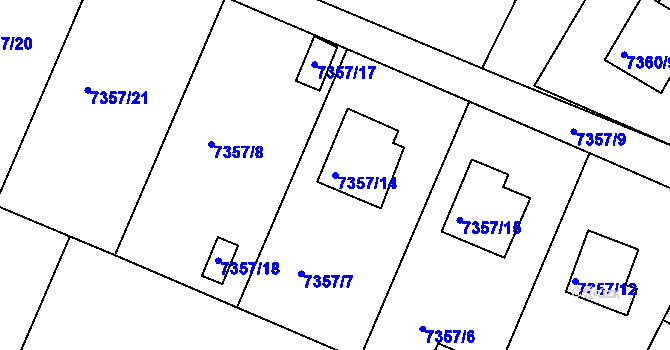 Parcela st. 7357/14 v KÚ Mělník, Katastrální mapa