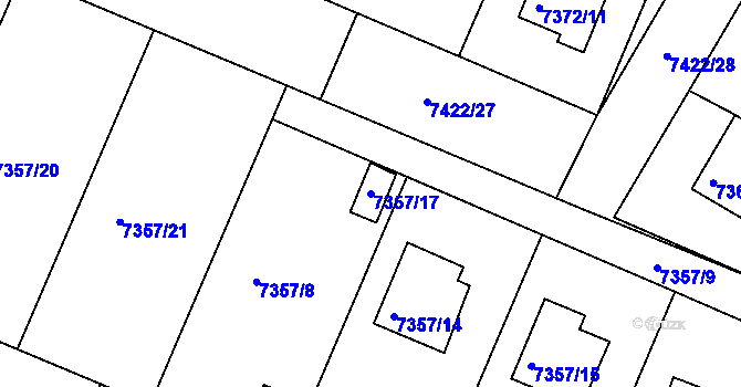 Parcela st. 7357/17 v KÚ Mělník, Katastrální mapa