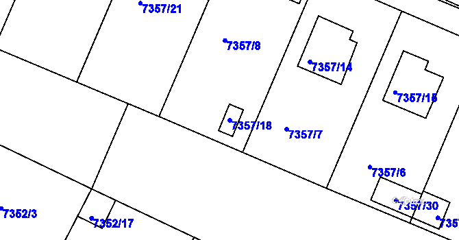 Parcela st. 7357/18 v KÚ Mělník, Katastrální mapa