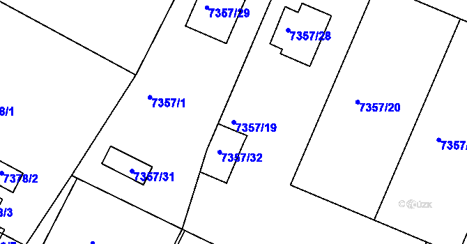 Parcela st. 7357/19 v KÚ Mělník, Katastrální mapa