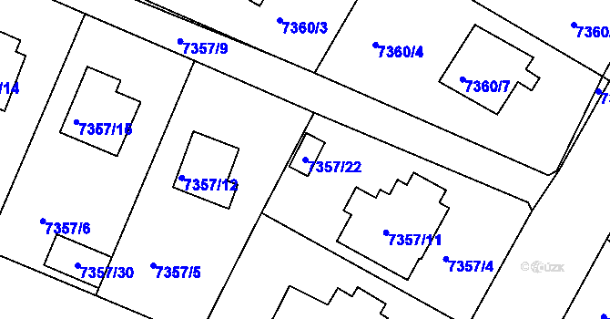 Parcela st. 7357/22 v KÚ Mělník, Katastrální mapa